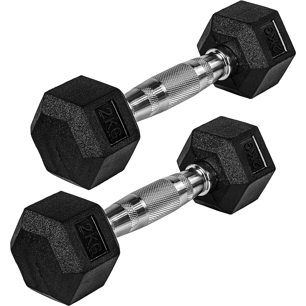 MOVIT Hex Dumbbell Set, 4-60kg, Moleté ...