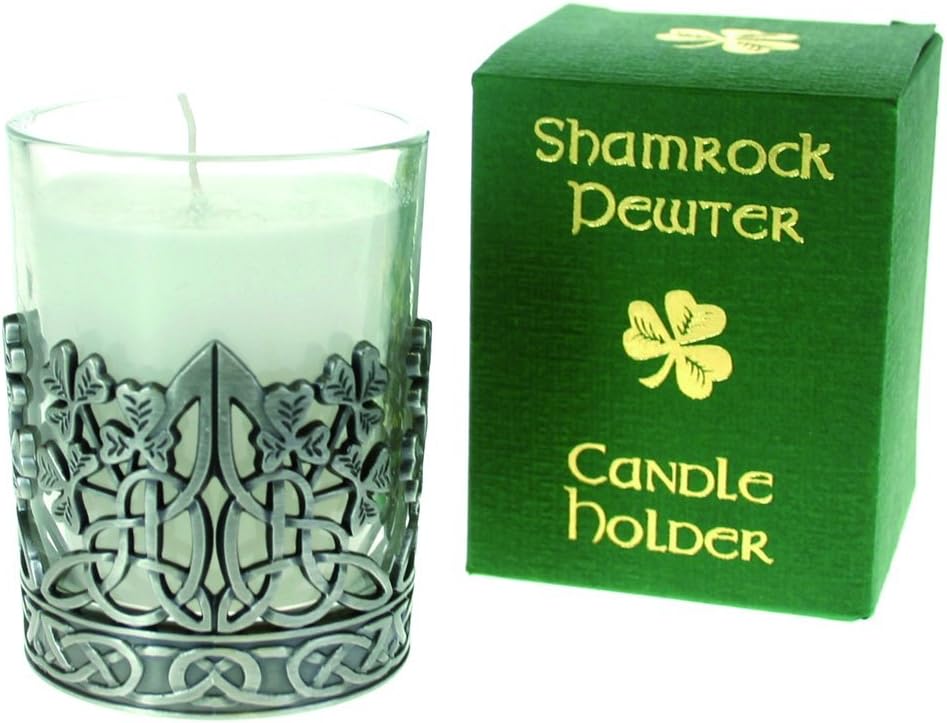 Pewter Shamrock Candle Holder with Vani...