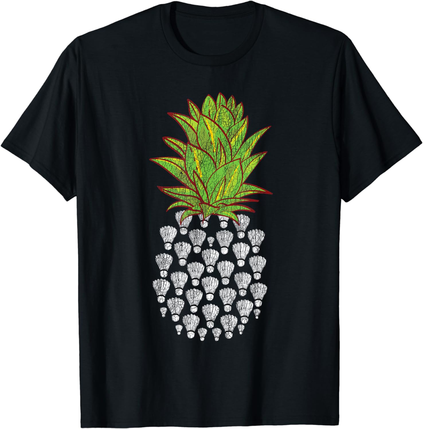 Pineapple Distressed Design Badminton T-Shirt