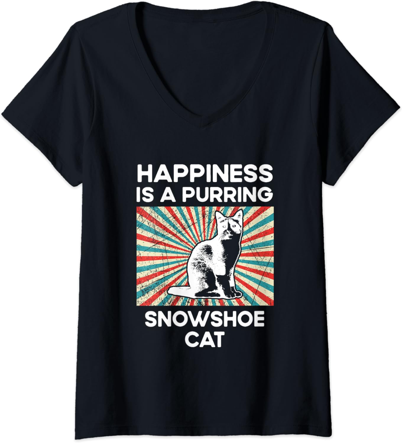 Purring Mother Snowshoe Chat - V-Neck T-Shirt