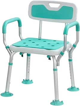 QYERA Adjustable Height Shower Chair with Armrests