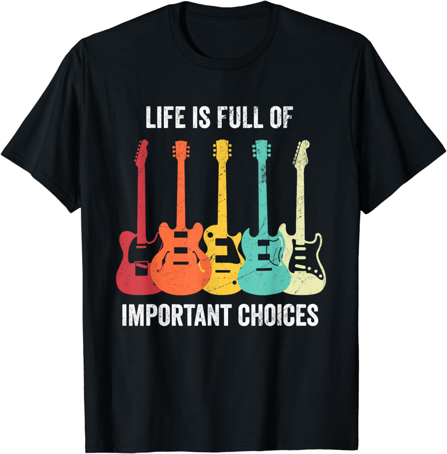 Retro Guitar T-Shirt with Funny Guitari...