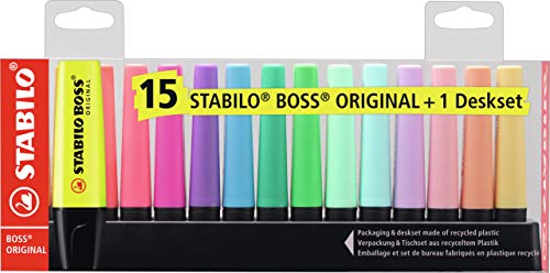 STABILO BOSS ORIGINAL - 15 Assorted Highlighters Set