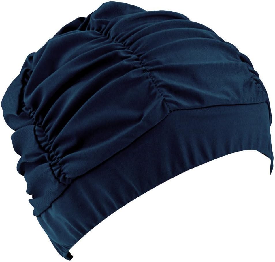 TININNA Women's Pleated Fabric Swim Caps