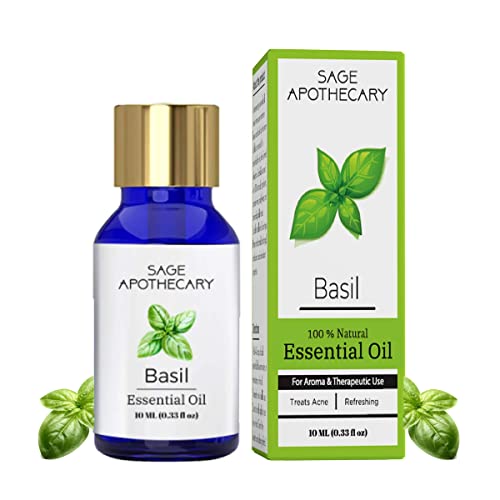 Sage Apothecary 100% Natural Basil Essential Oil