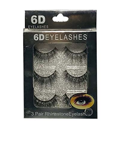 Generic 6D EYELASHES 3Pair Rhinestone E...