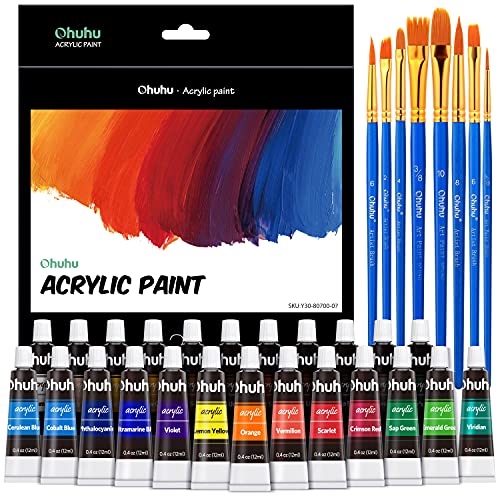 Ohuhu Watercolor Paint Set, 24 Water Colors Paint Tubes with 6 Painting  Brushes