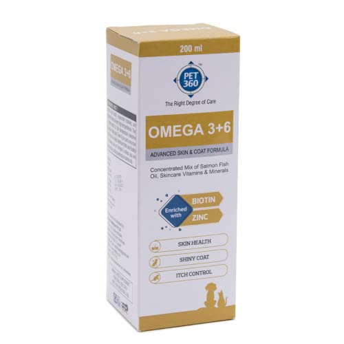 PET360 Omega 3+6 Concentrated Salmon Fish Oil with V...