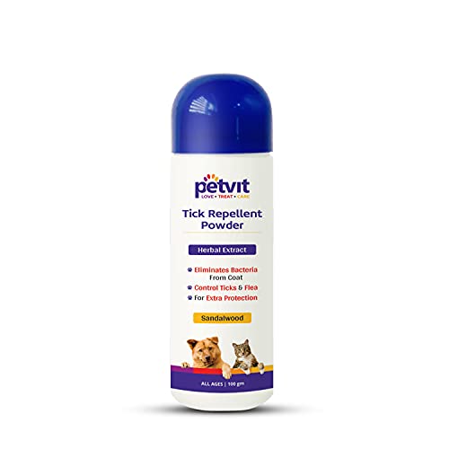 Petvit Tick Repellent Powder with Sandalwood, Bakuch...