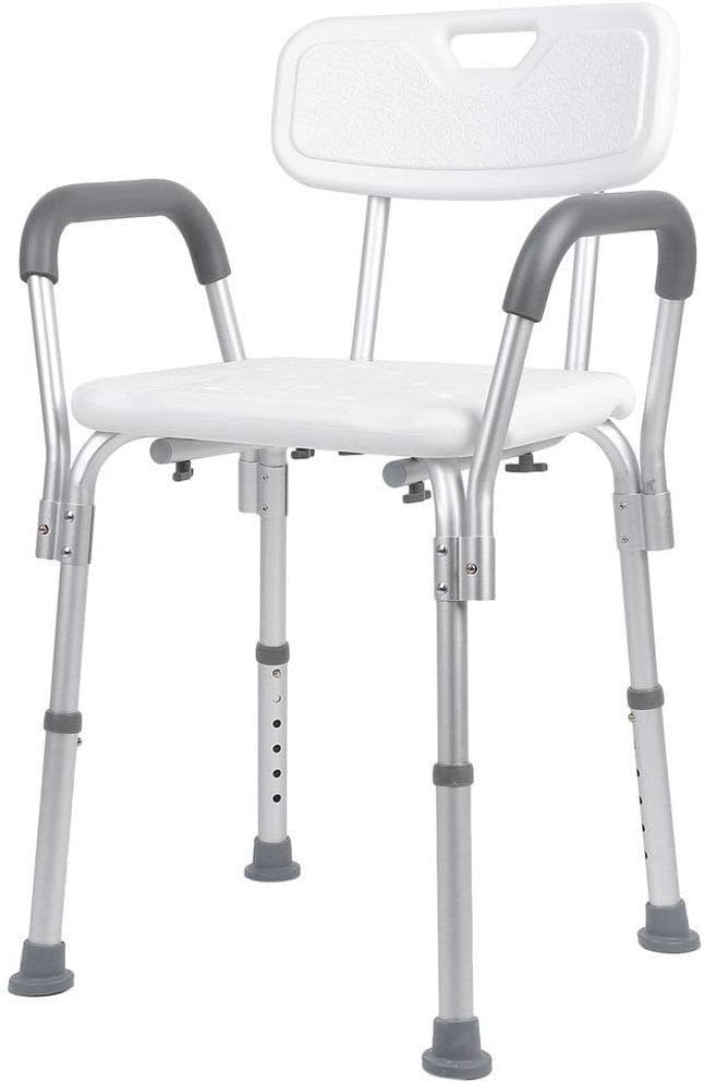 Bakaji Adjustable Height Shower Seat with Armrests