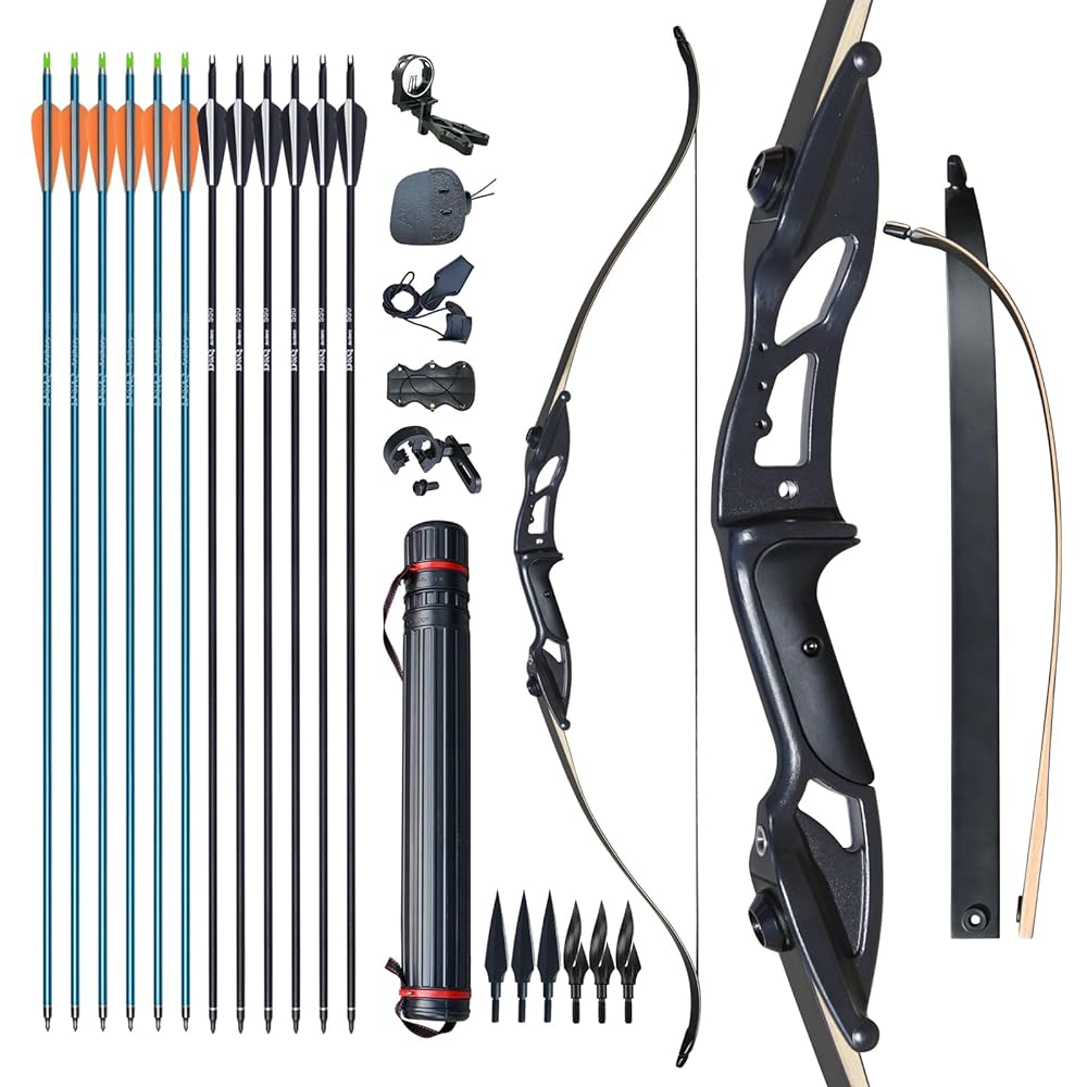 D&Q Ricurvi Adult Hunting Bow - Aluminum Riser, ...