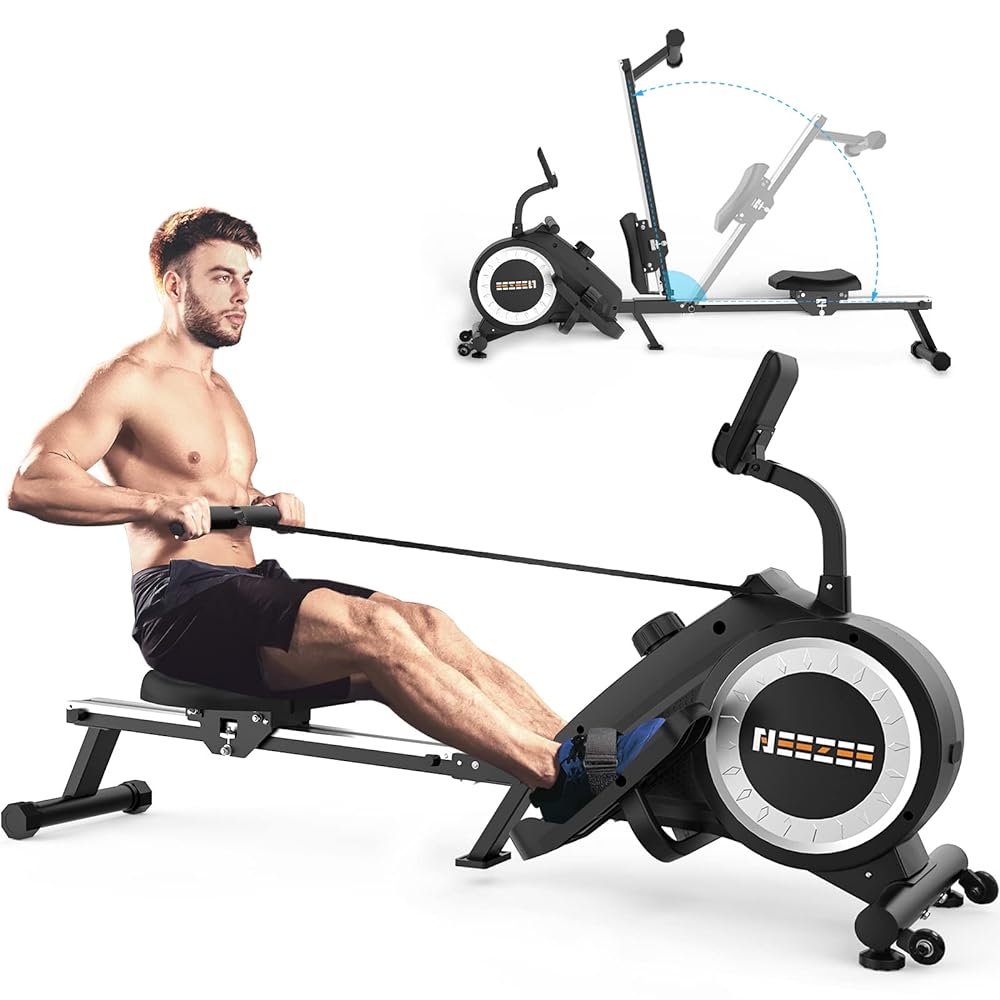 Foldable Magnetic Indoor Rowing Machine with 16 Resi...