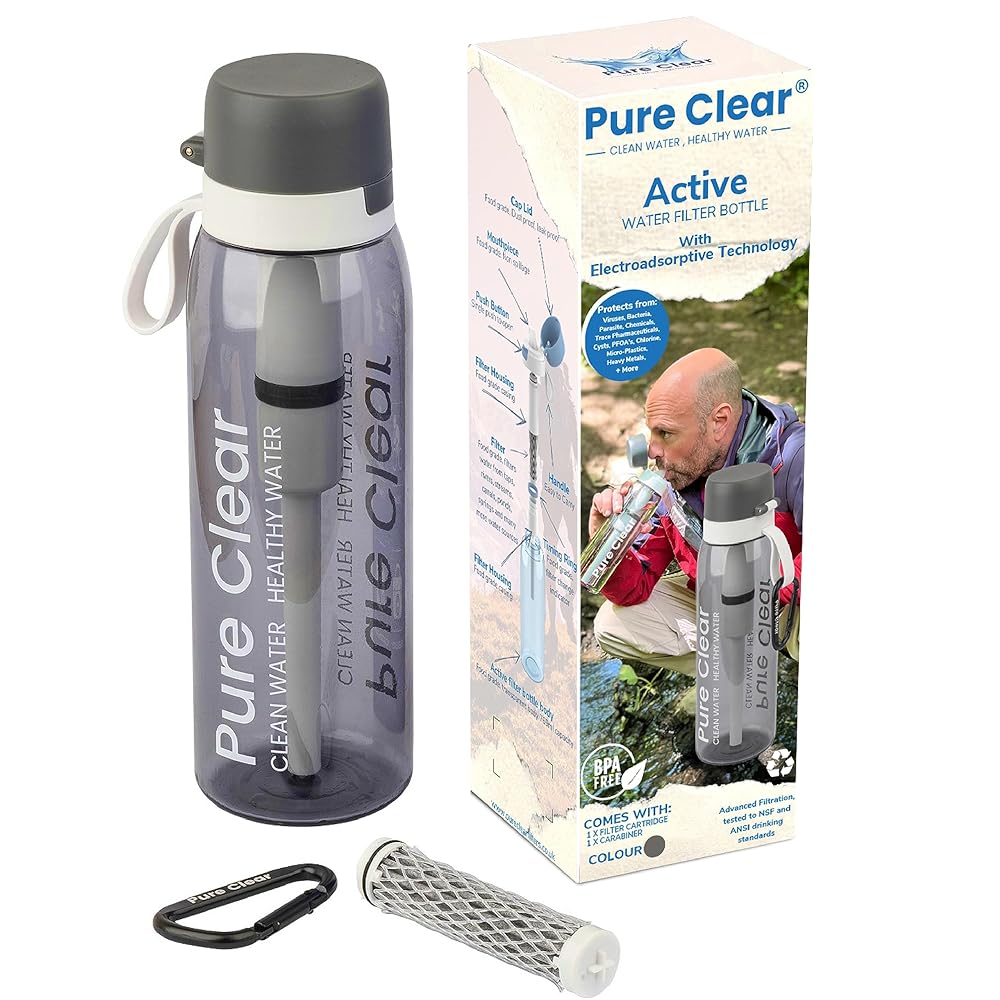 Grey Active Water Filter Bottle