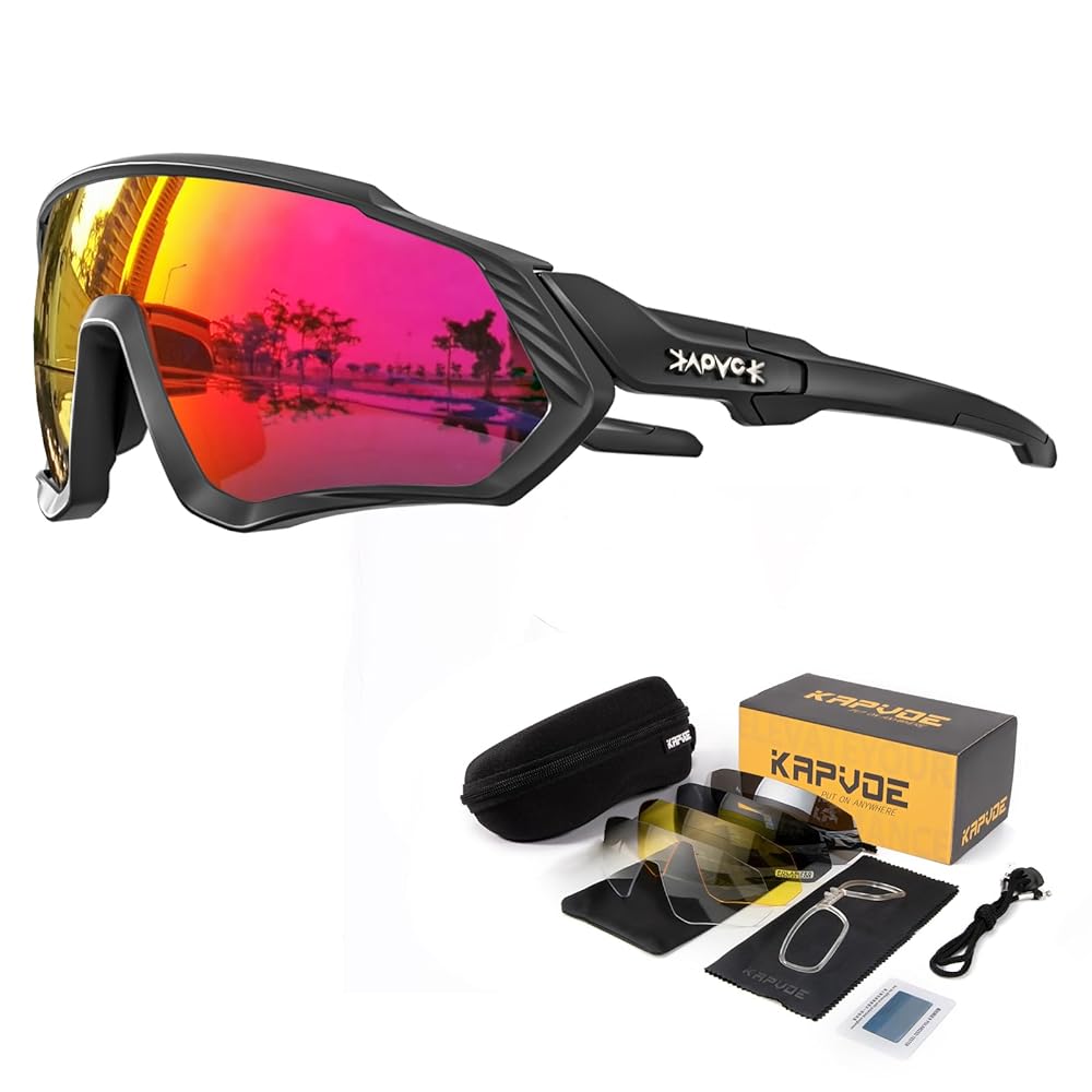 KAPVOE Cycling Sunglasses with Interchangeable Lenses