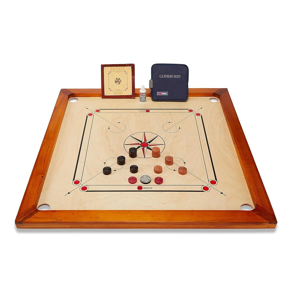 Mango Wood Carrom Set with Improved Bounce and Smoot...