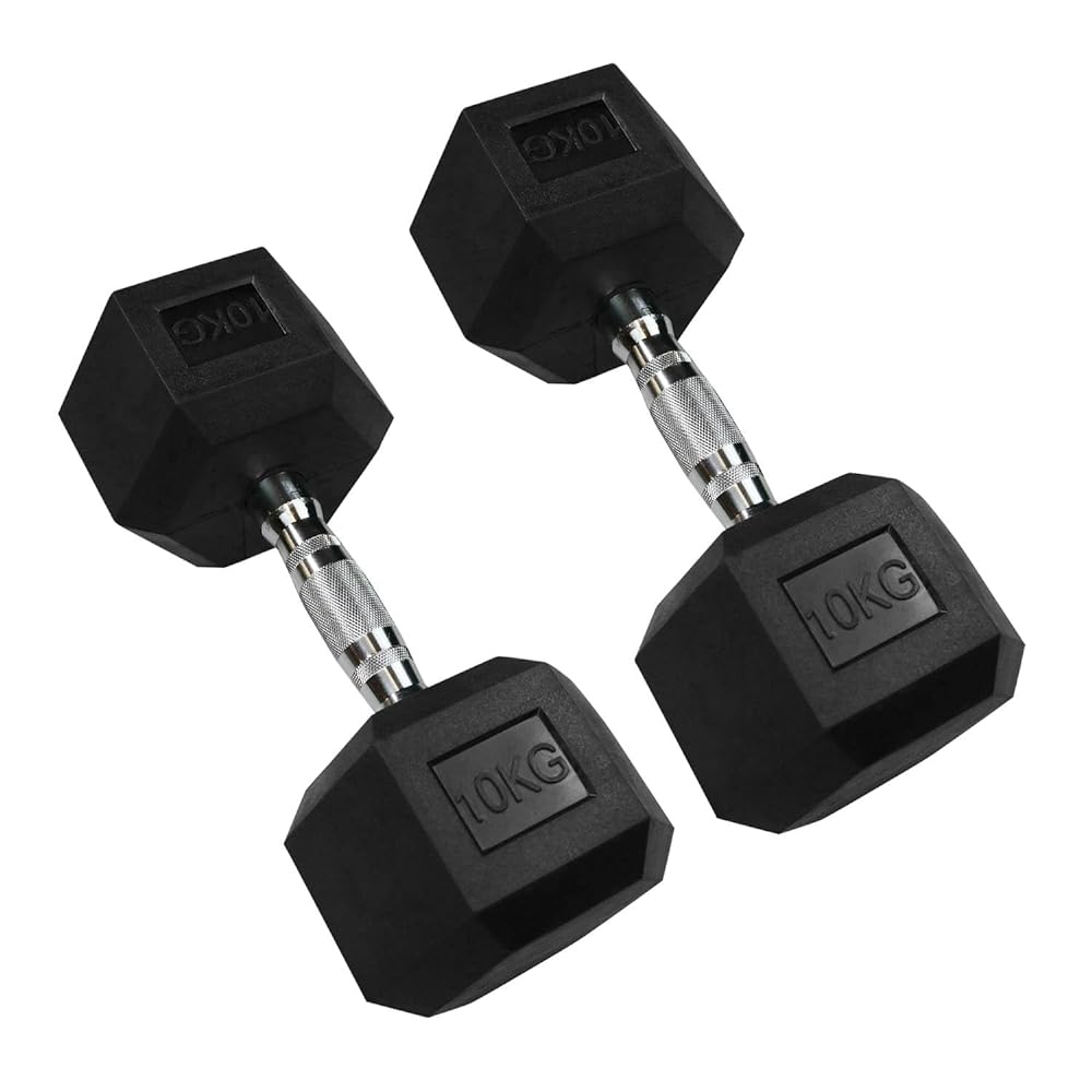 RPM Power Hex Dumbbell - Rubber Coated, Cast Iron, S...