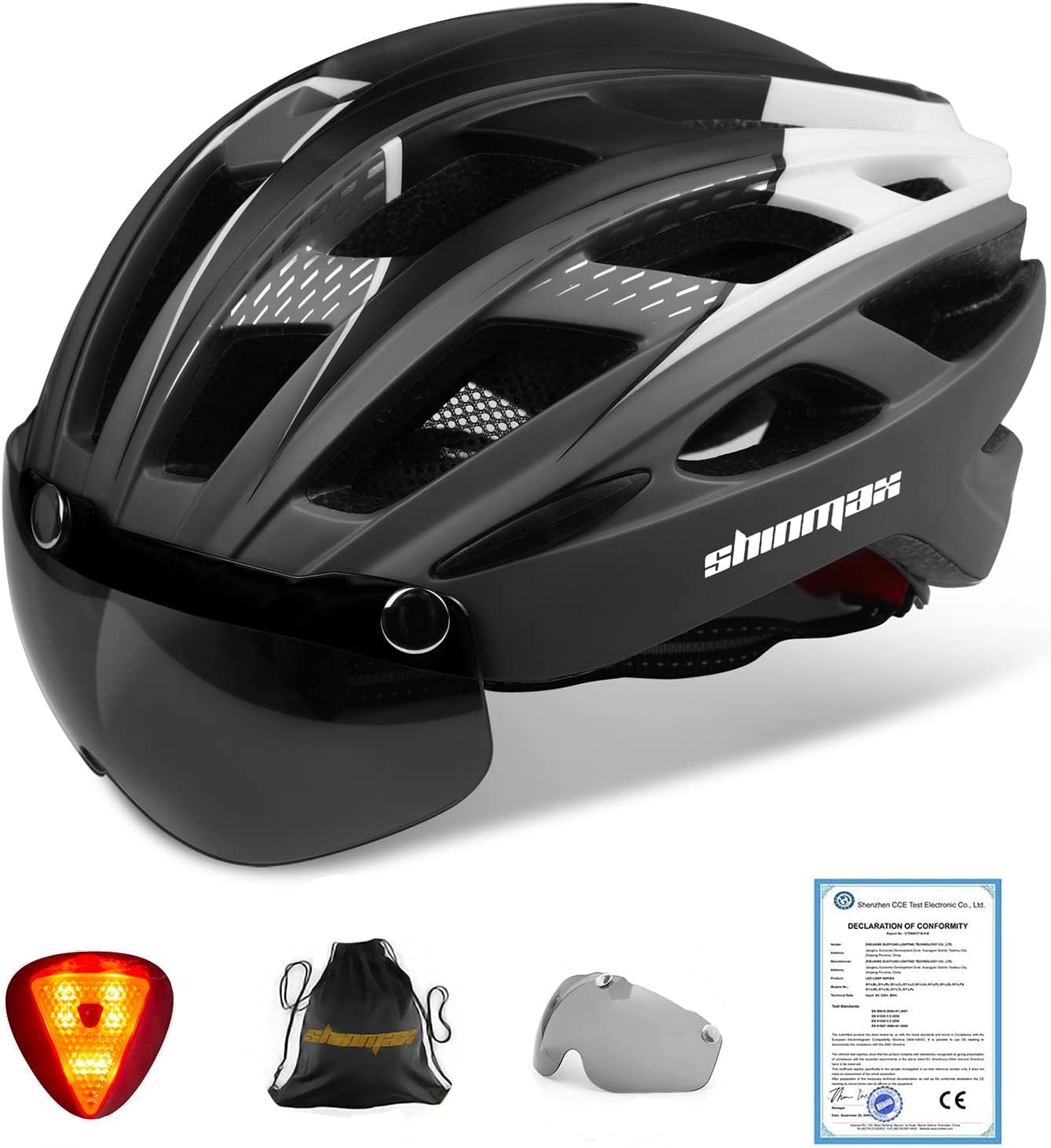 Shinmax LED Bike Helmet with Detachable...