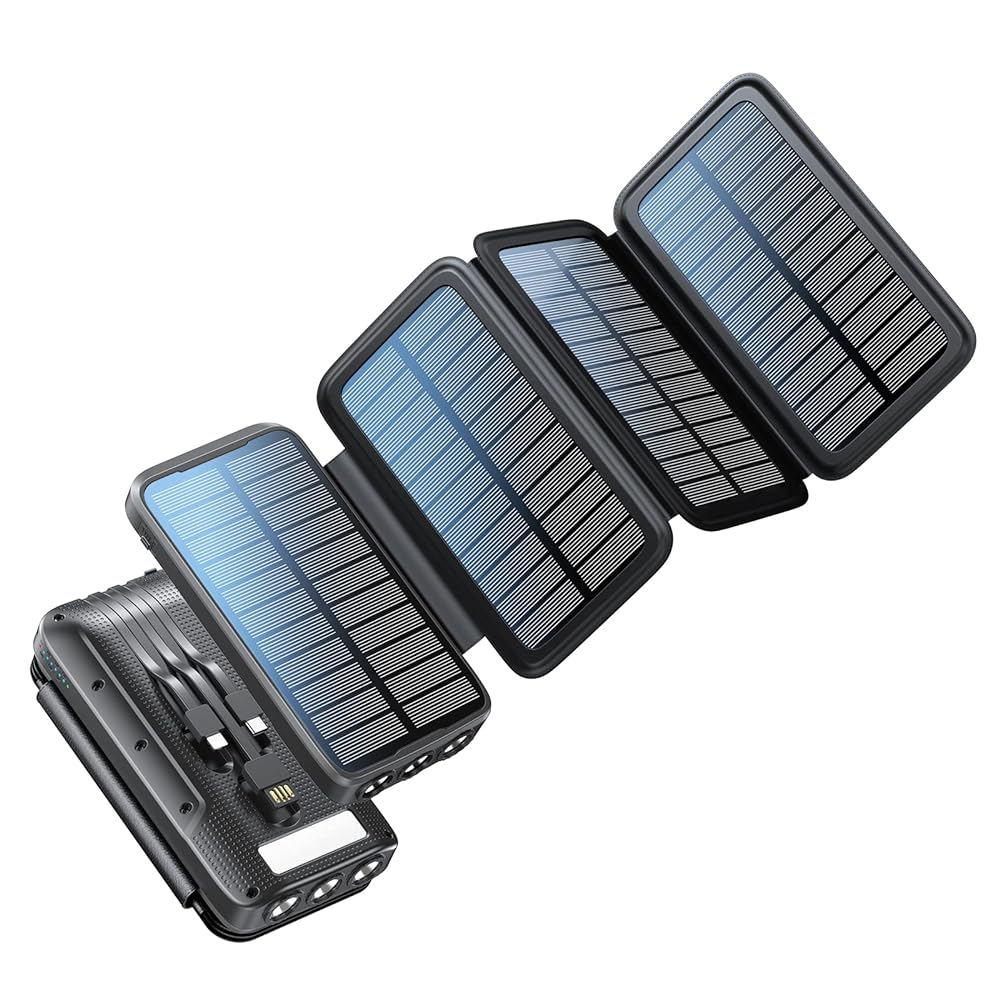 Solar Power Bank with 4 Solar Panels, 20,000mAh