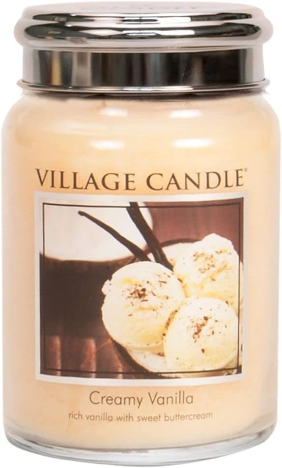 Village Candle Creamy Vanilla Large Glass Jar Scente...