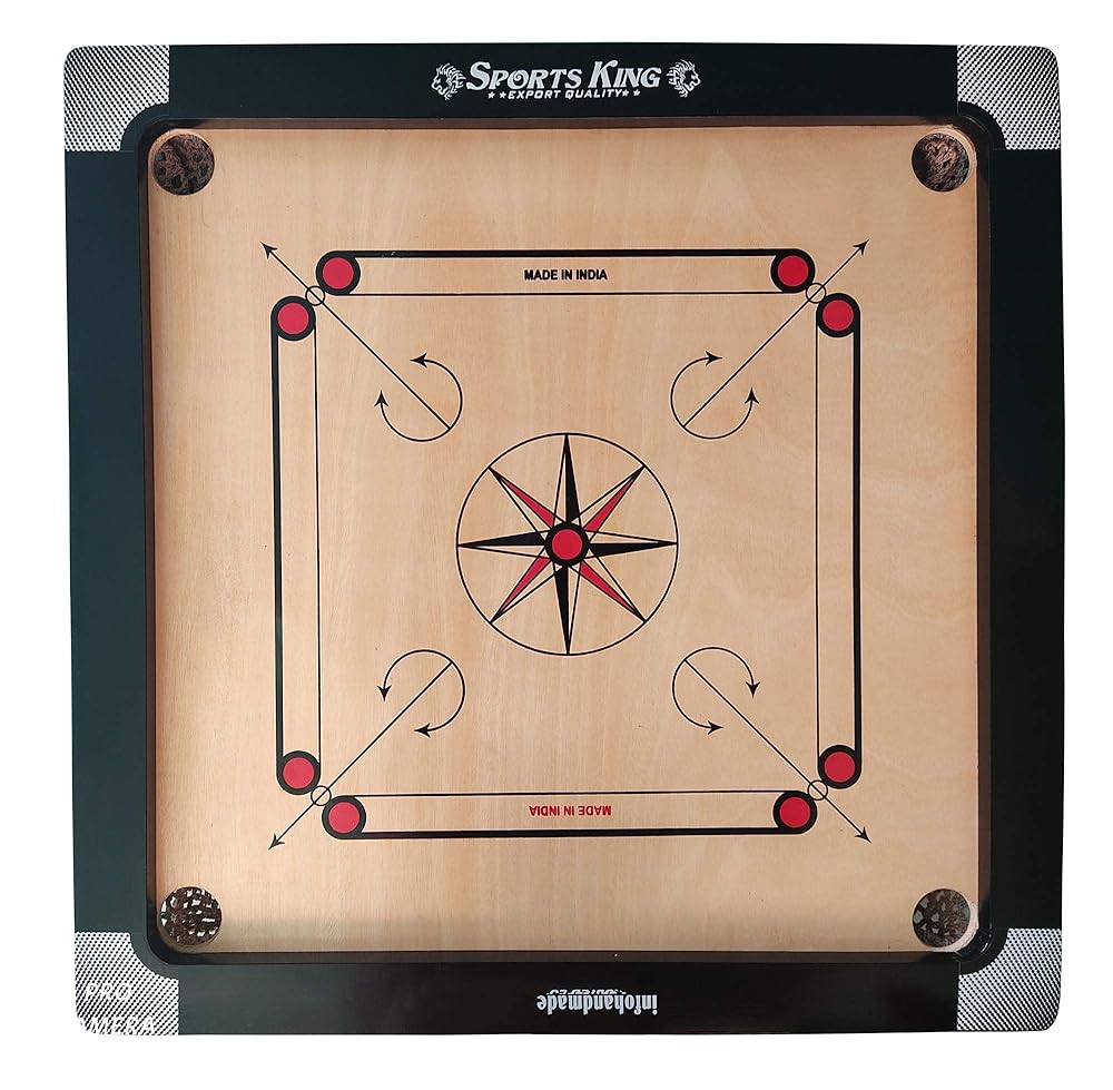 Wooden Carrom Board with Attacking Coins - Medium Size