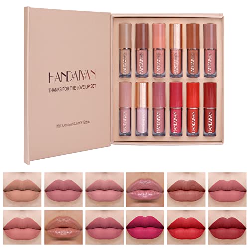 Zhiaek 12-Piece Waterproof Matte Liquid Lipstick Set