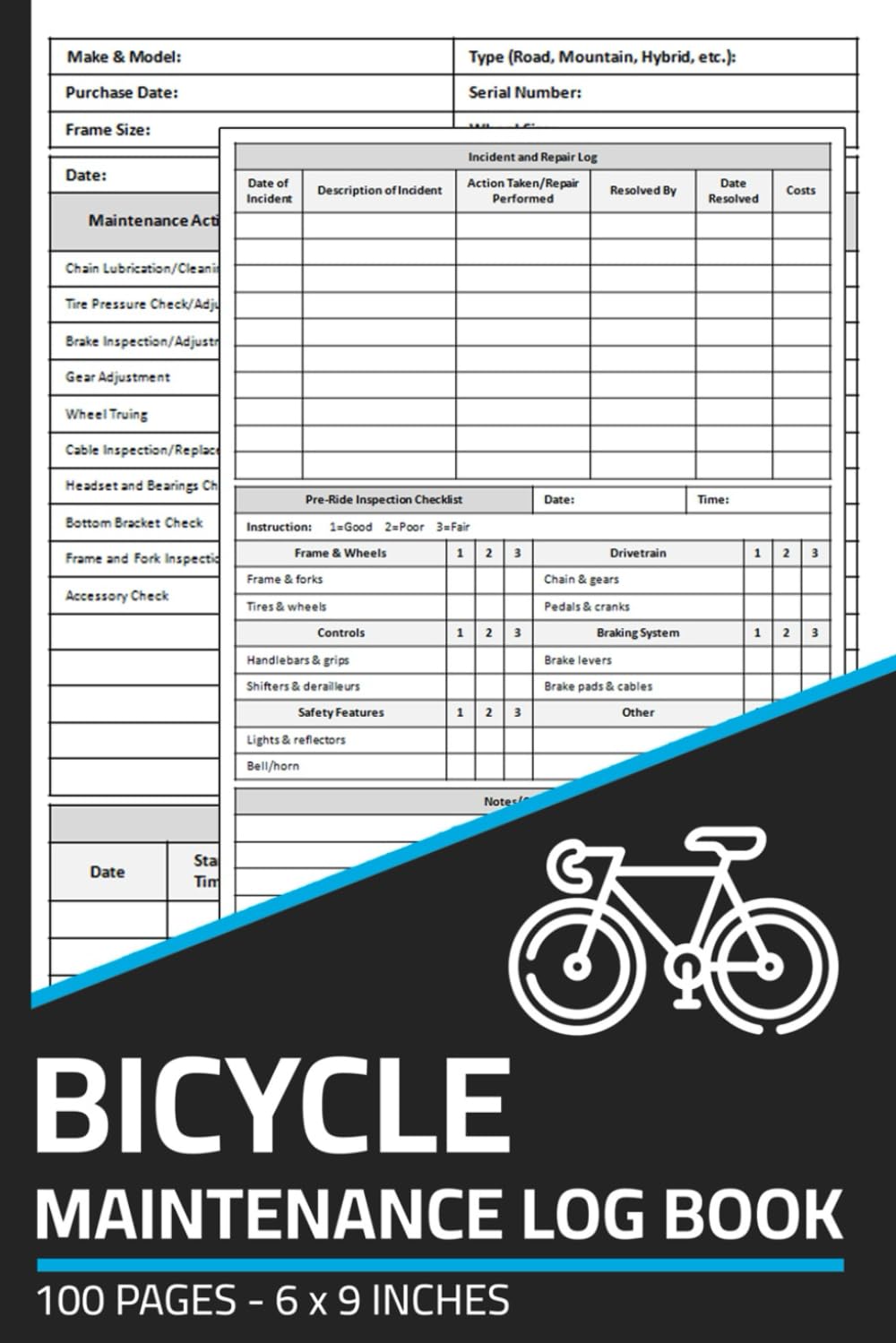 Bike Maintenance Logbook: Repair & Service Record