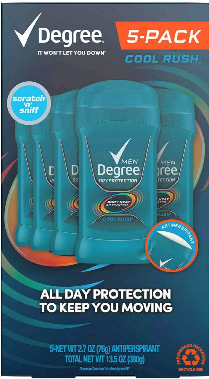 Degree Men's Deodorant - Body Heat, Cool Rush 5 Pack