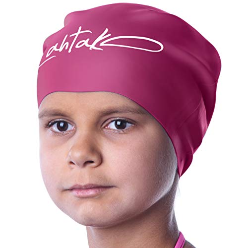 Long Hair Kids Swim Cap - Silicone Waterproof Hat