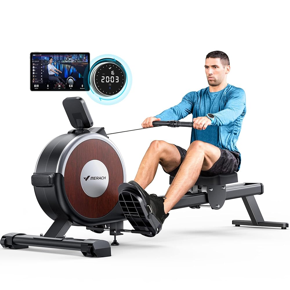 MERACH Rowing Machine with Apps, 16 Levels of Loads