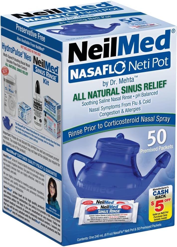 Neilmed Nasaflo Neti Pot with Premixed Packets