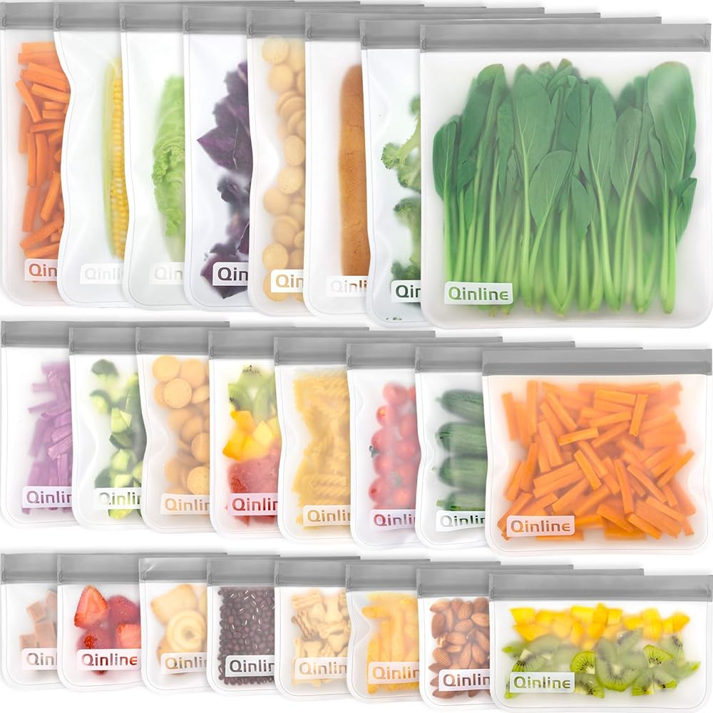 Qinline Reusable Food Storage Bags R...