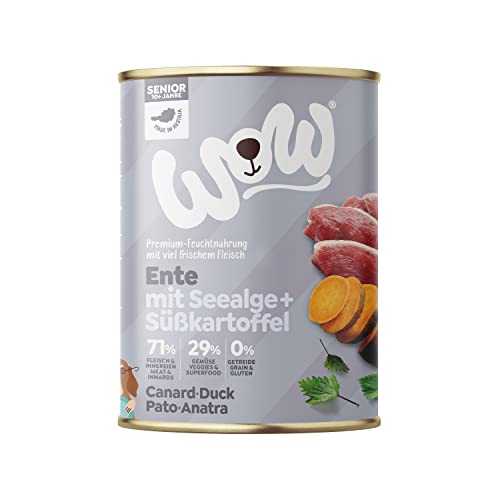 WOW Adult Dog Food Wet with Salmon, 6 x 800 g, Rich Wet Food for Adult Dogs of All Breeds Best Quality with Plenty of Fish, Dandelion and Nettle, High Tolerance