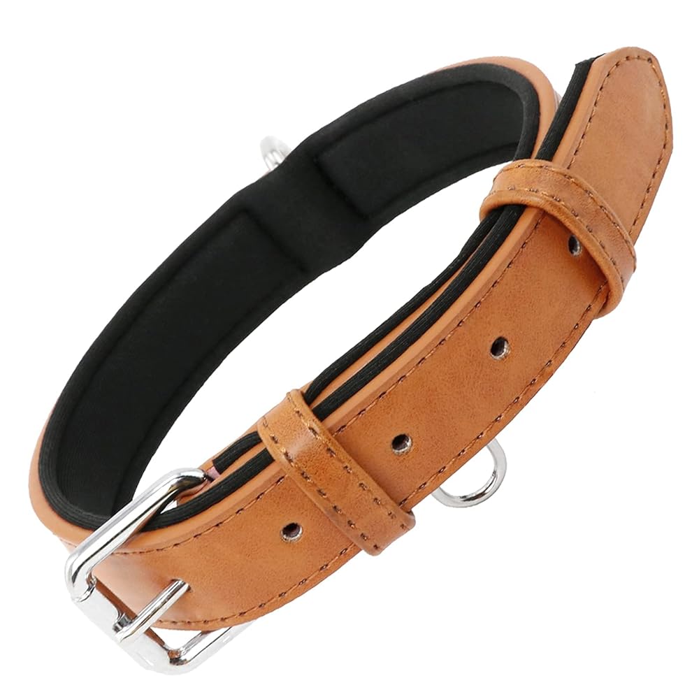 Adjustable Padded Leather Dog Collar by...