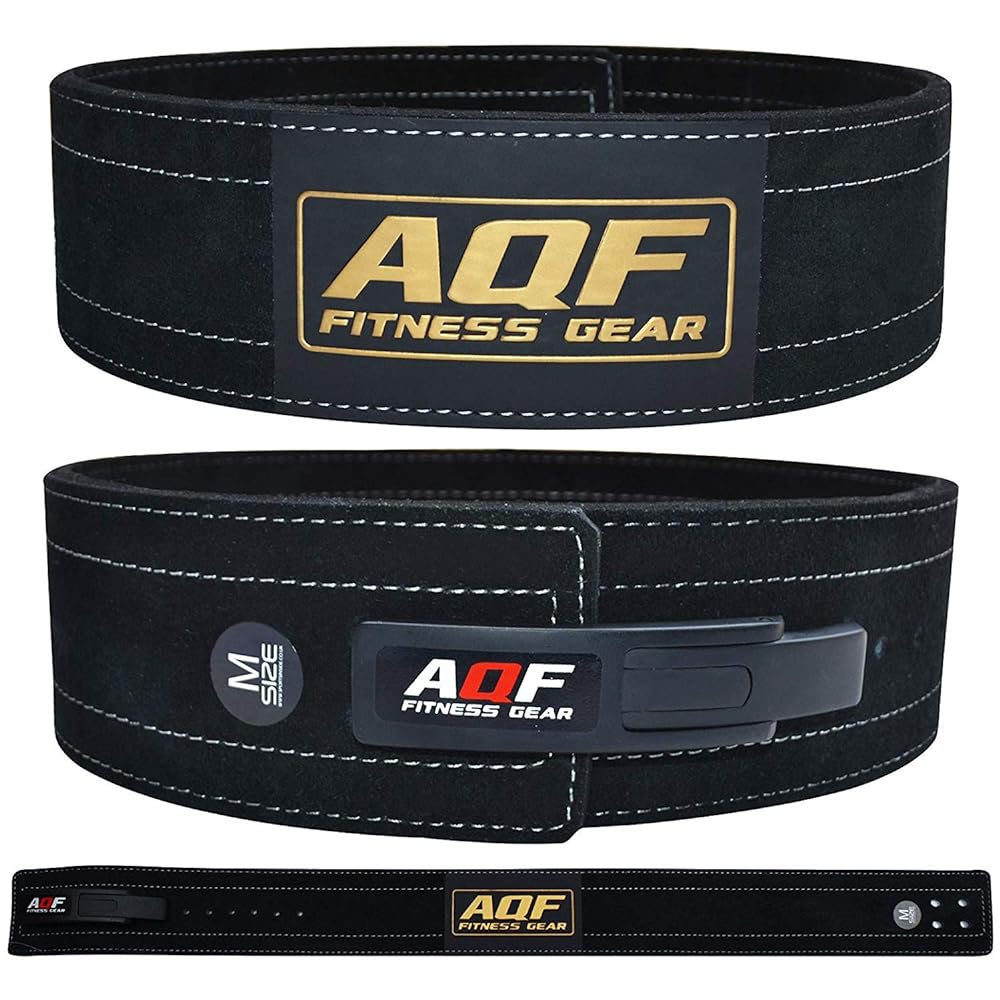 AQF Leather Weightlifting Belt with Handle Buckle