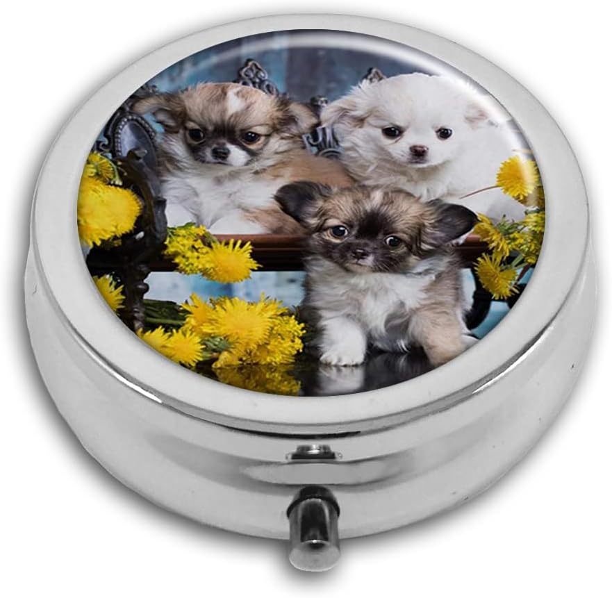 Chihuahua Puppies Pill Case - Portable Medicine Orga...