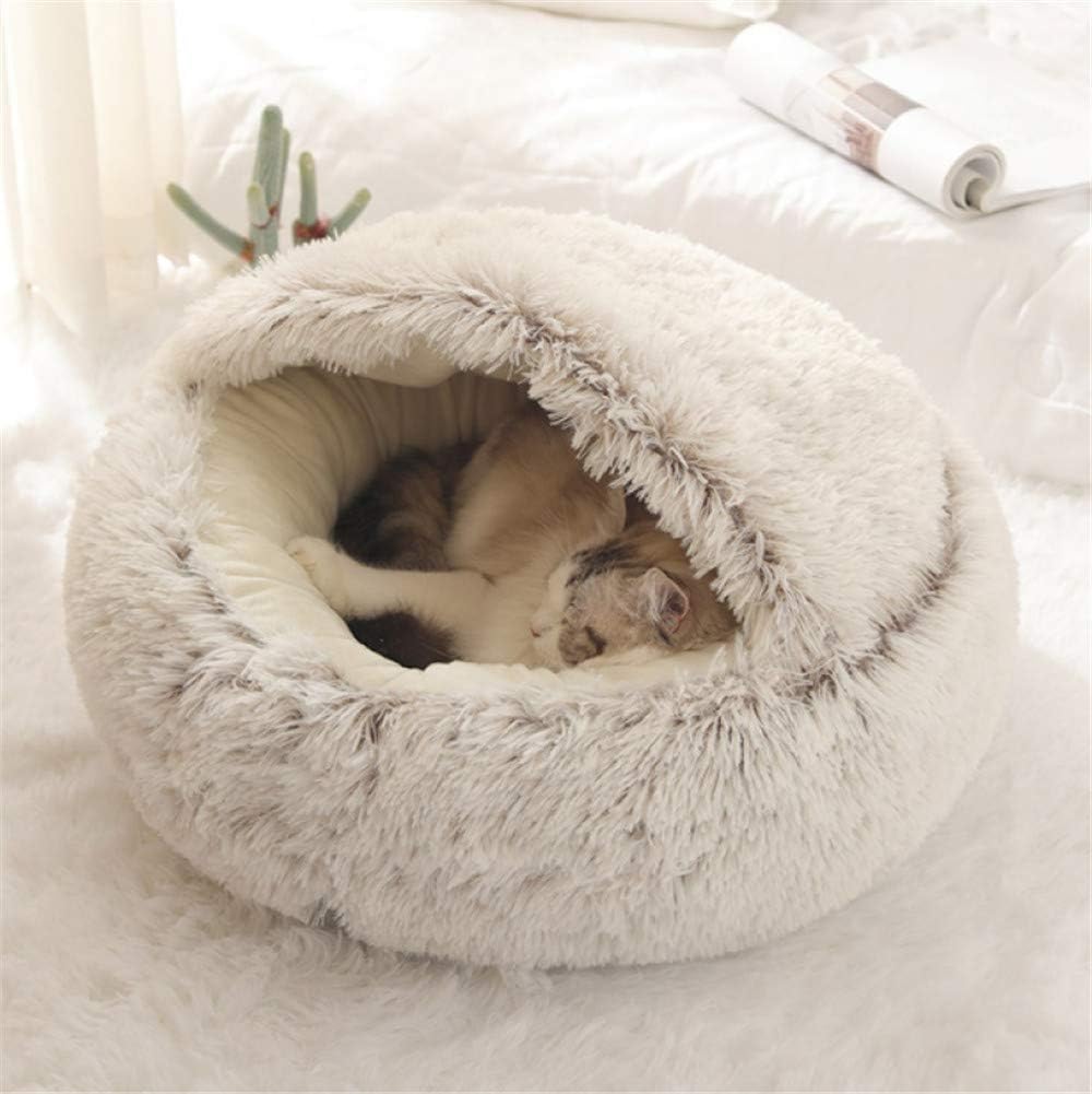 Cozy Plush Cat Bed - Winter Warmth - Anti-Slip - Grey