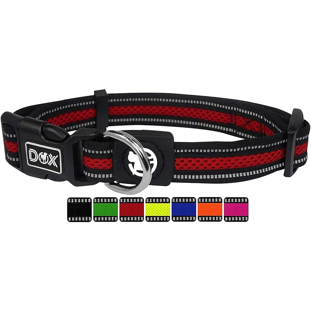 DDOXX Reflective Airmesh Dog Collar - Adjustable for...