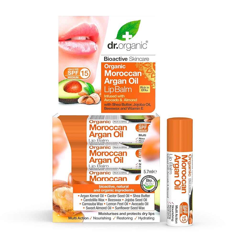 Dr Organic Argan Lip Balm, Moisturising...