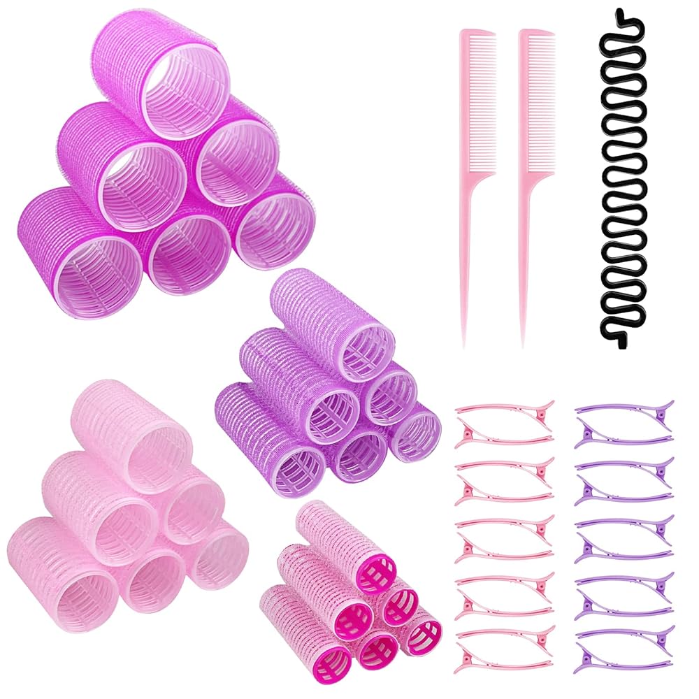 Fousenuk 47-Piece Self-Adhesive Hair Curlers Set