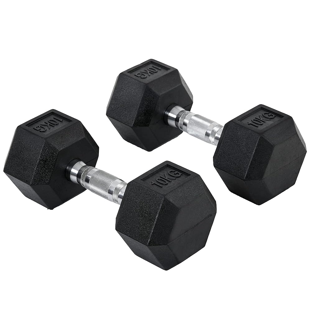 HOMCOM Hexagonal Dumbbell, 8-20kg, Black