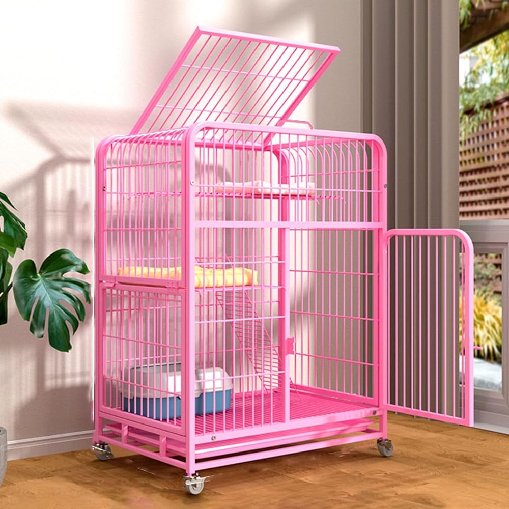 Indoor Cat Cage with Locks and Tray ...