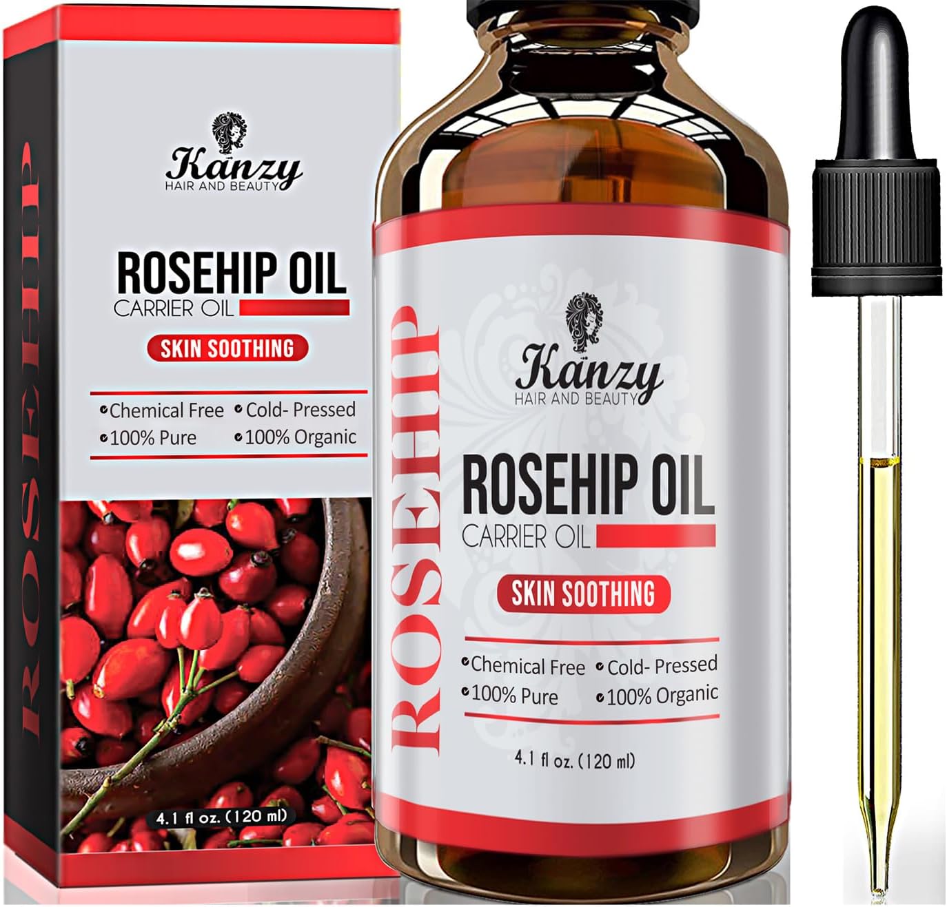 Kanzy Rosehip Oil – 100% Organic,...