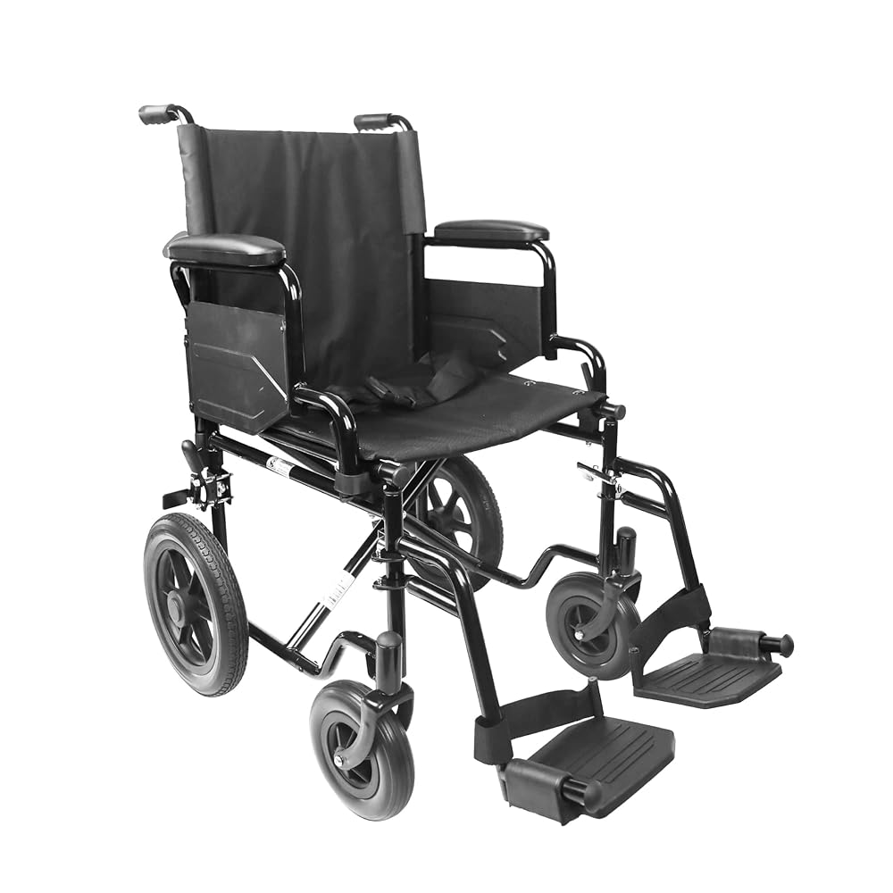 PEPE Foldable Lightweight Steel Transport Wheelchair...