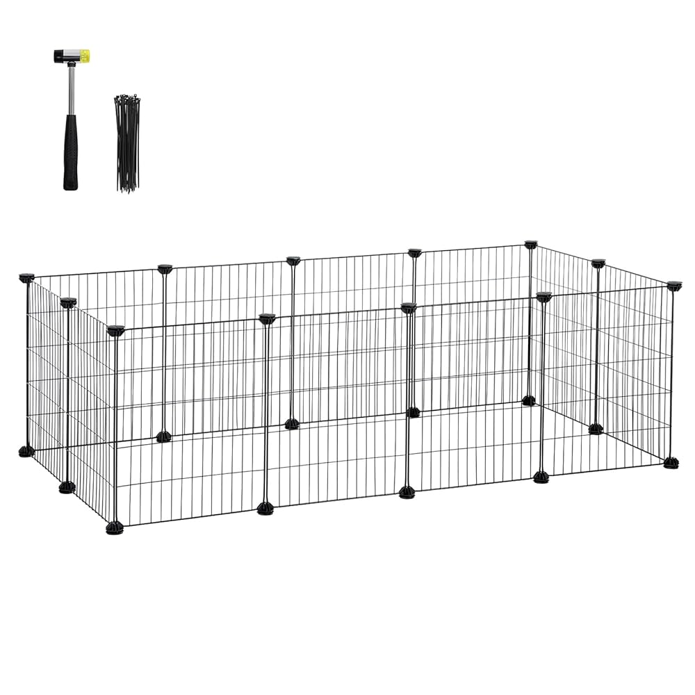 SONGMICS Small Animal Cage, Metal Grid, Black LPI01H