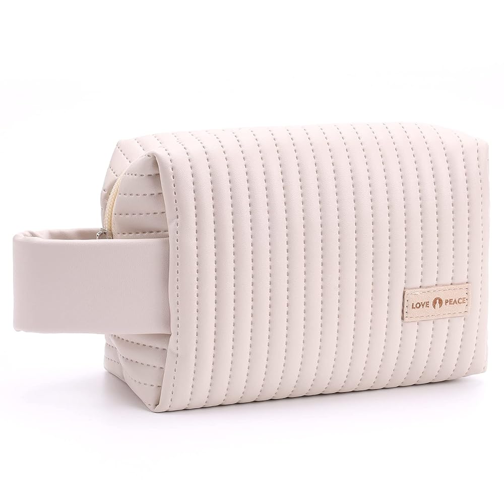 Stripe PU Leather Mini Cosmetic Travel Bag