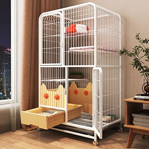 Folding Wire Cat Cage with Wheels ̵...