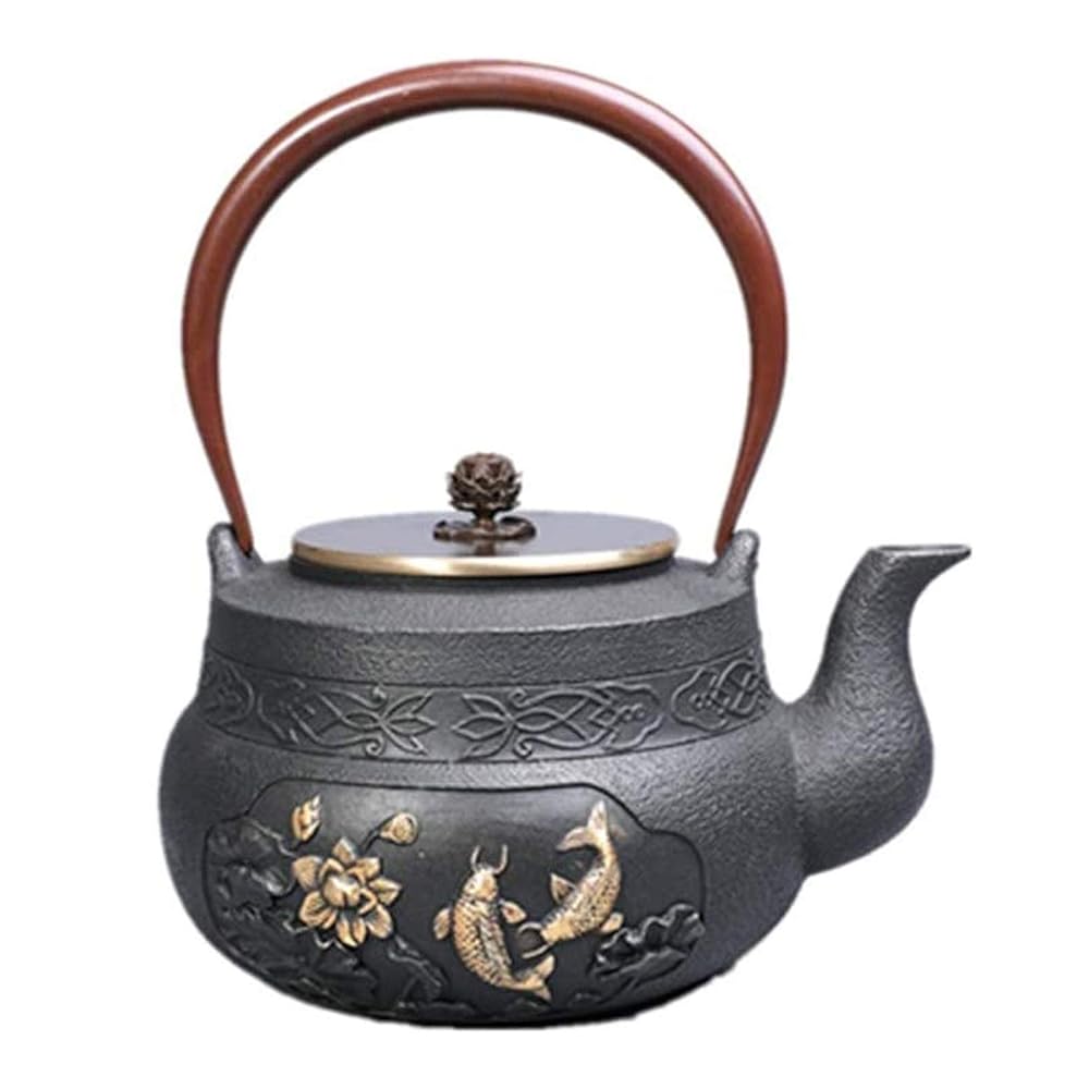 Lotus Carp Japanese Cast Iron Teapot