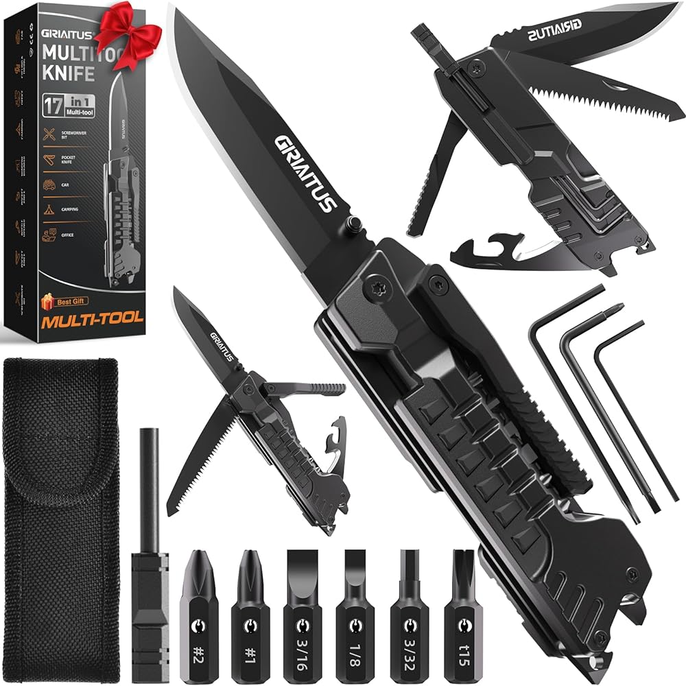 Men's Camping Multitool - 17-in-1 Firestarter, Saw, ...