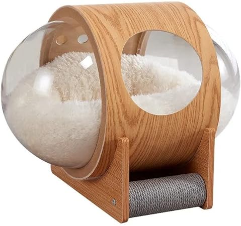 Monty's Luxury Wood Cat Bed - Brown