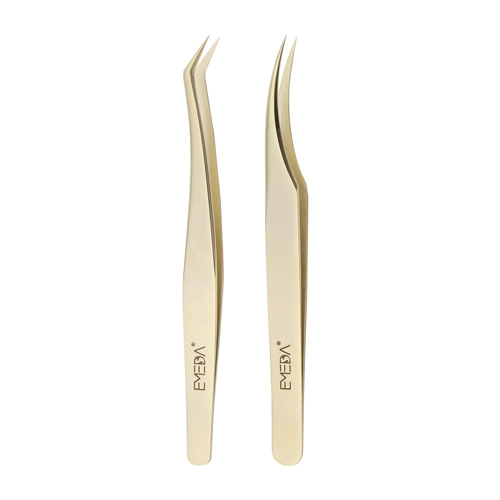 Professional Golden Precision Eyelash Tweezers